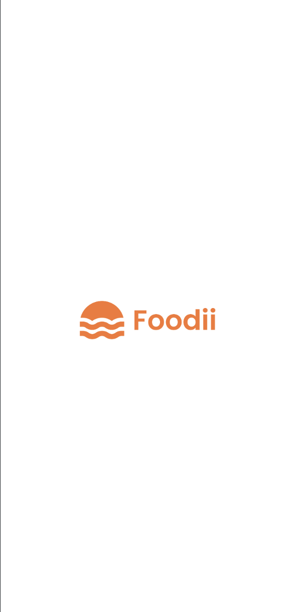 Foodii splash screen showing the app's sun-and-wave logo while it loads